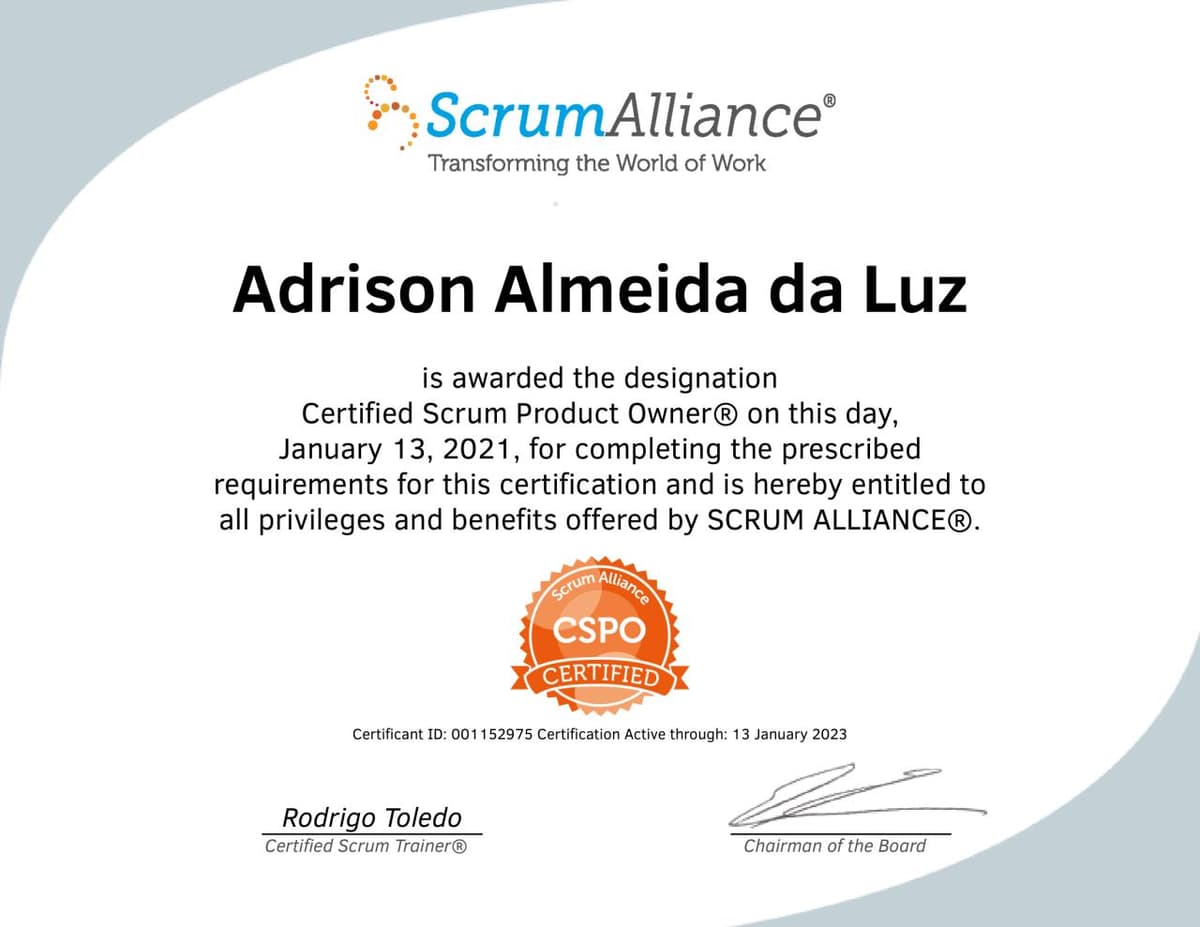 CSPO Certificado CSPO Certificado
